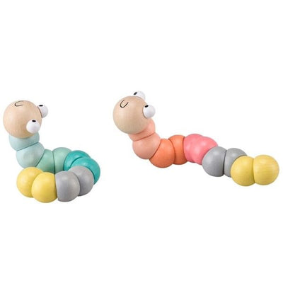 Jointed Worm Pastel-Wooden Baby Toys