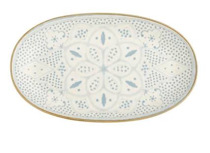 Aleah Ceramic Oval Dish Blue