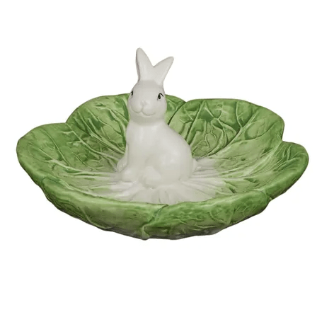 Bunny Ceramic Cabbage Dish Green