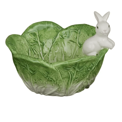 Bunny Side Ceramic Cabbage Dish Green