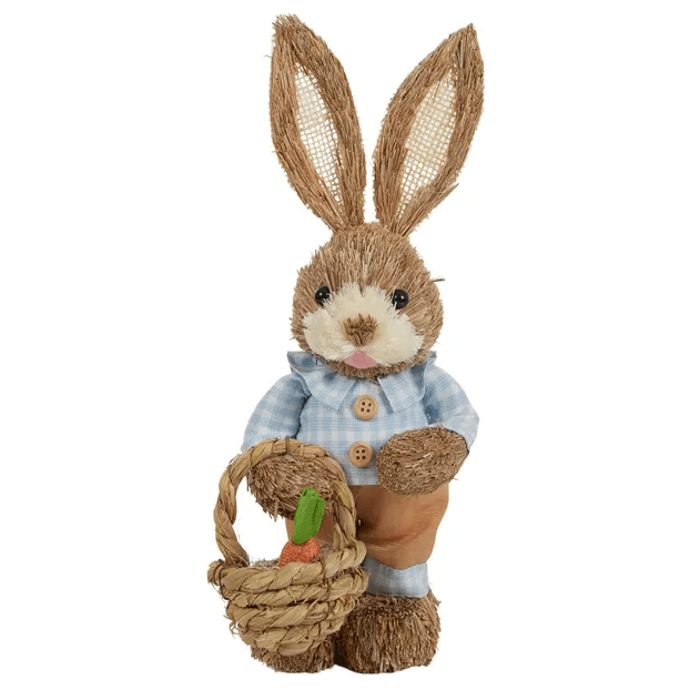 Percy Bunny with Basket Straw Blue
