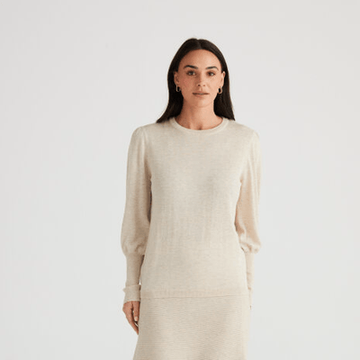 Brave and True Domenica Sparkle Knit Top Natural