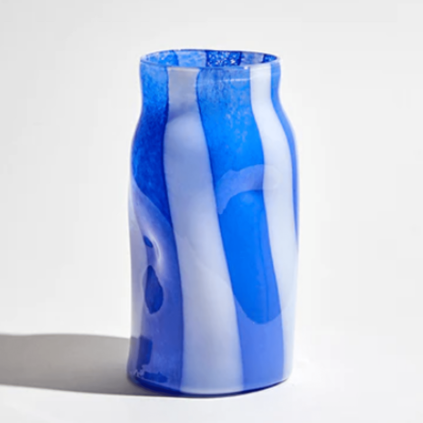 Ben David Candy Cylinder Vase in Cobalt/White