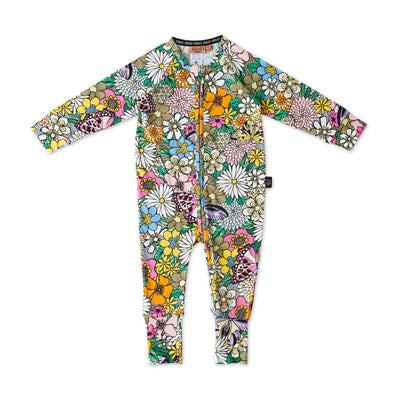 Kip and Co Bliss Floral Organic Long Sleeve Zip Romper