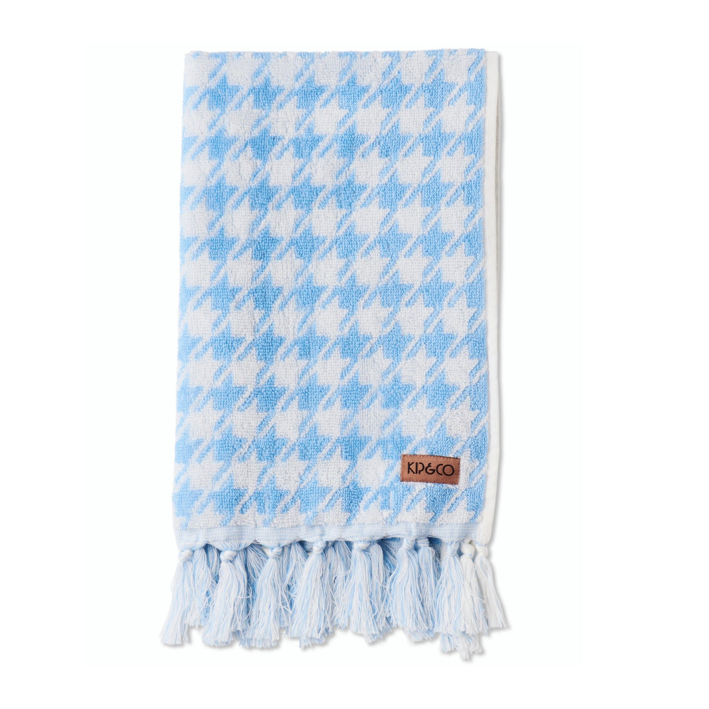 Kip and Co Houndstooth Blue Terry Hand Towel