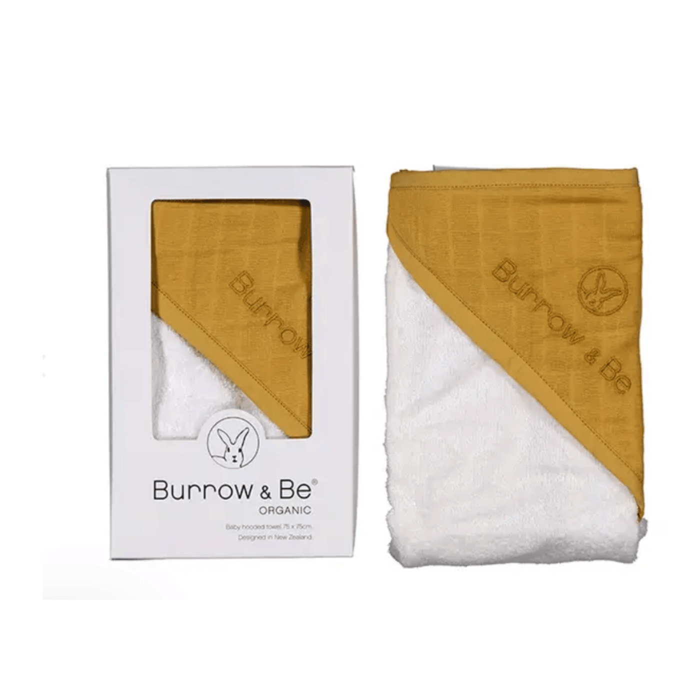 Burrow and Be hooded towel-mustard